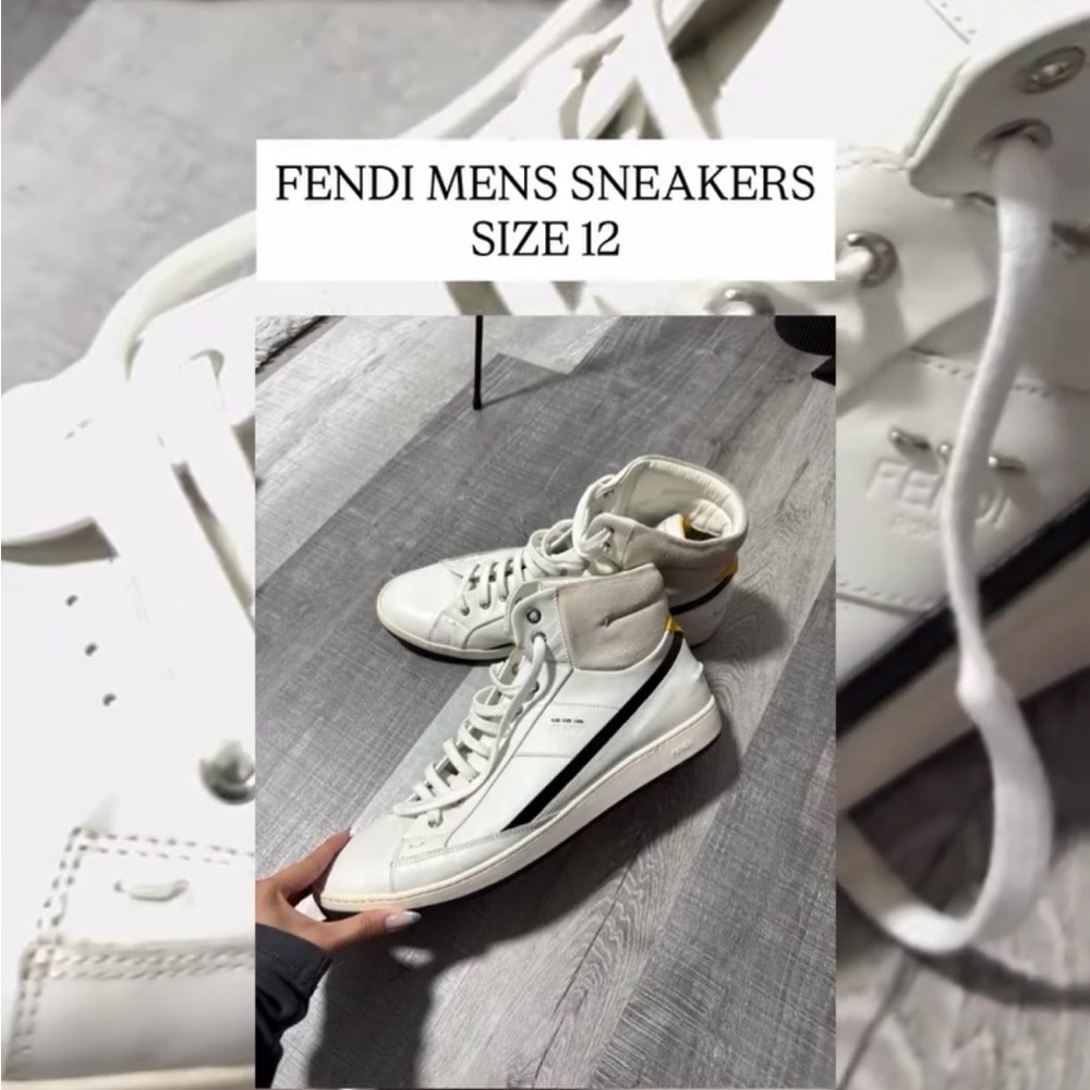Fendi Men's White and Black High-Top Sneakers